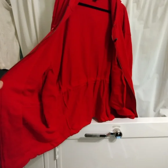 DKNY Red Fleece Sweater - Picture 7 of 8